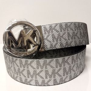MICHAEL KORS SILVER LARGE MONOGRAM METALLIC LIMITED EDITION BELT